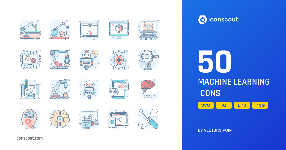 Machine Learning Icon Pack - 50 Colored Outline Science & Technology ...