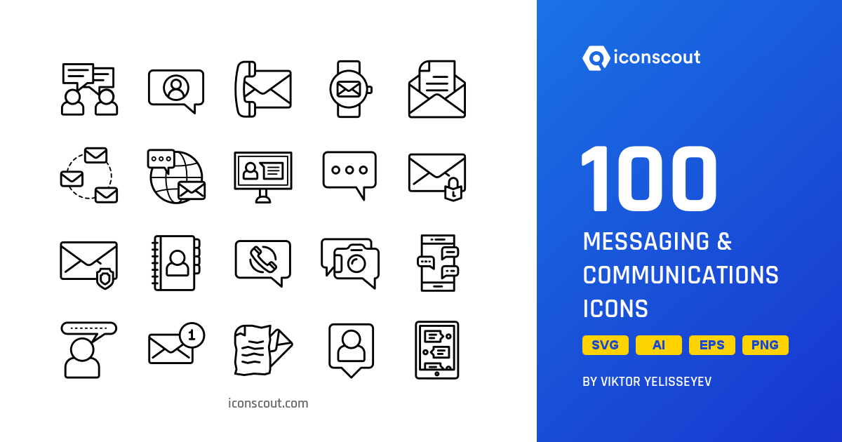 Download Messaging & Communications Icon pack - Available in SVG, PNG