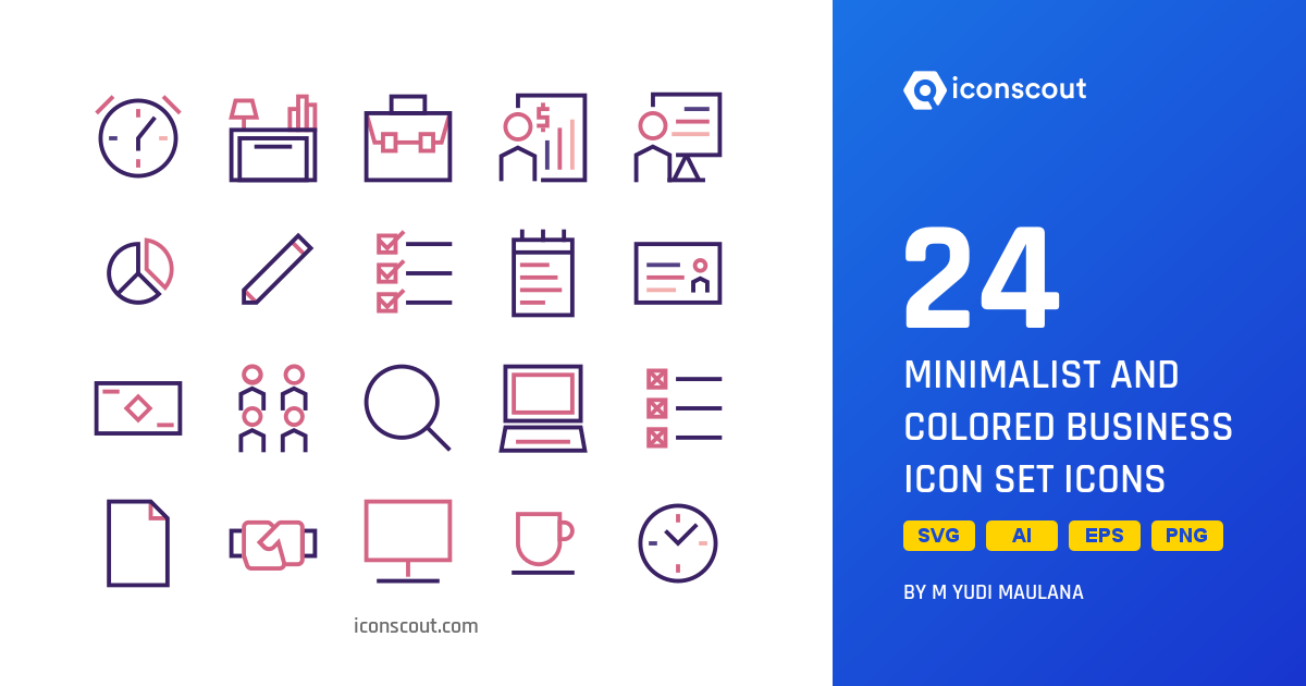 Download Minimalist And Colored Business Icon Set Icon pack Available ...