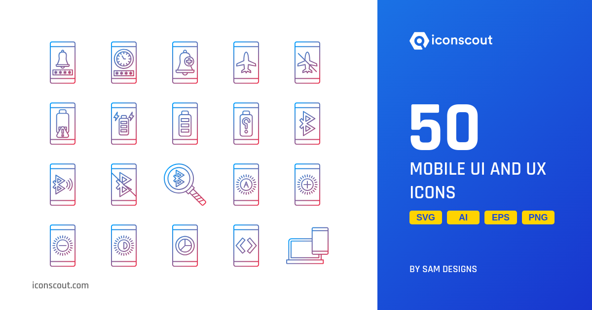 Download Mobile UI And UX Icon pack Available in SVG, PNG & Icon Fonts