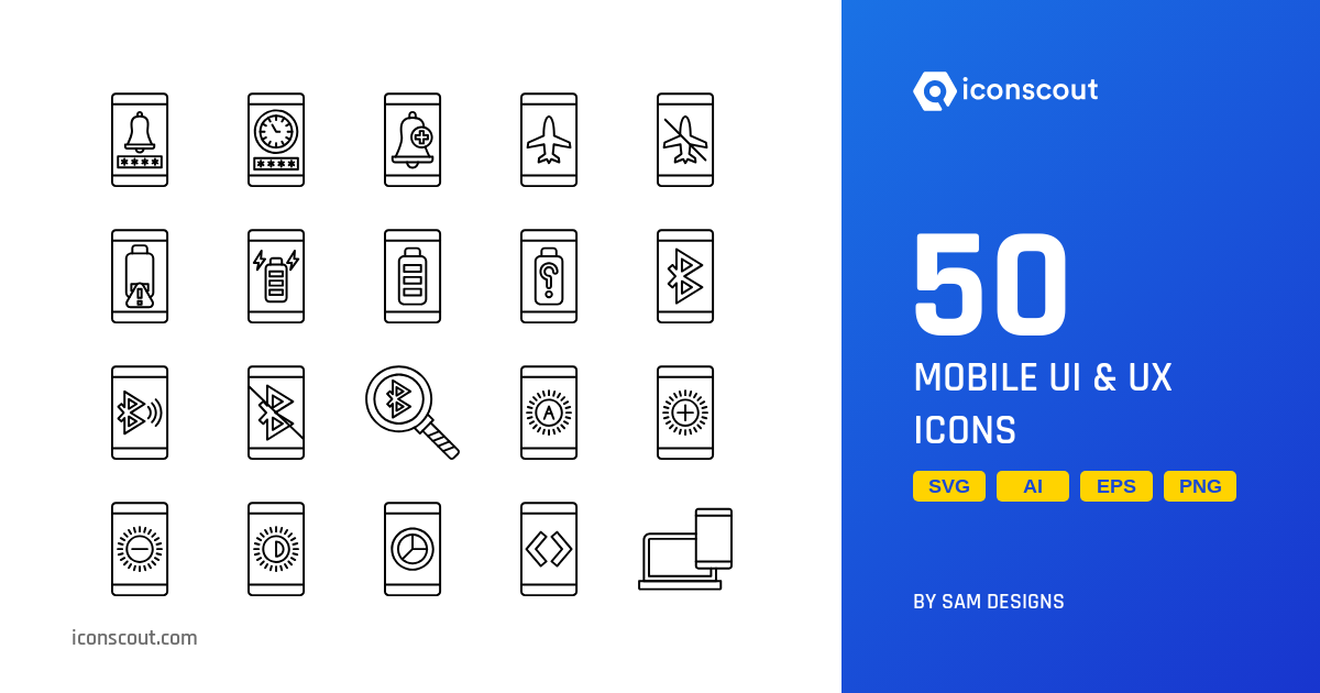 Mobile UI & UX Icon Pack - 50 Free Download Design & Development Icons ...