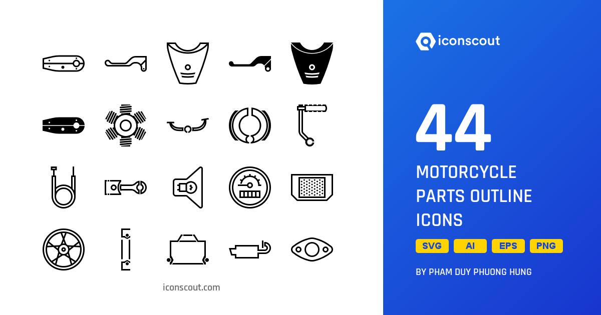 Download Motorcycle Parts Outline Icon pack - Available in SVG, PNG