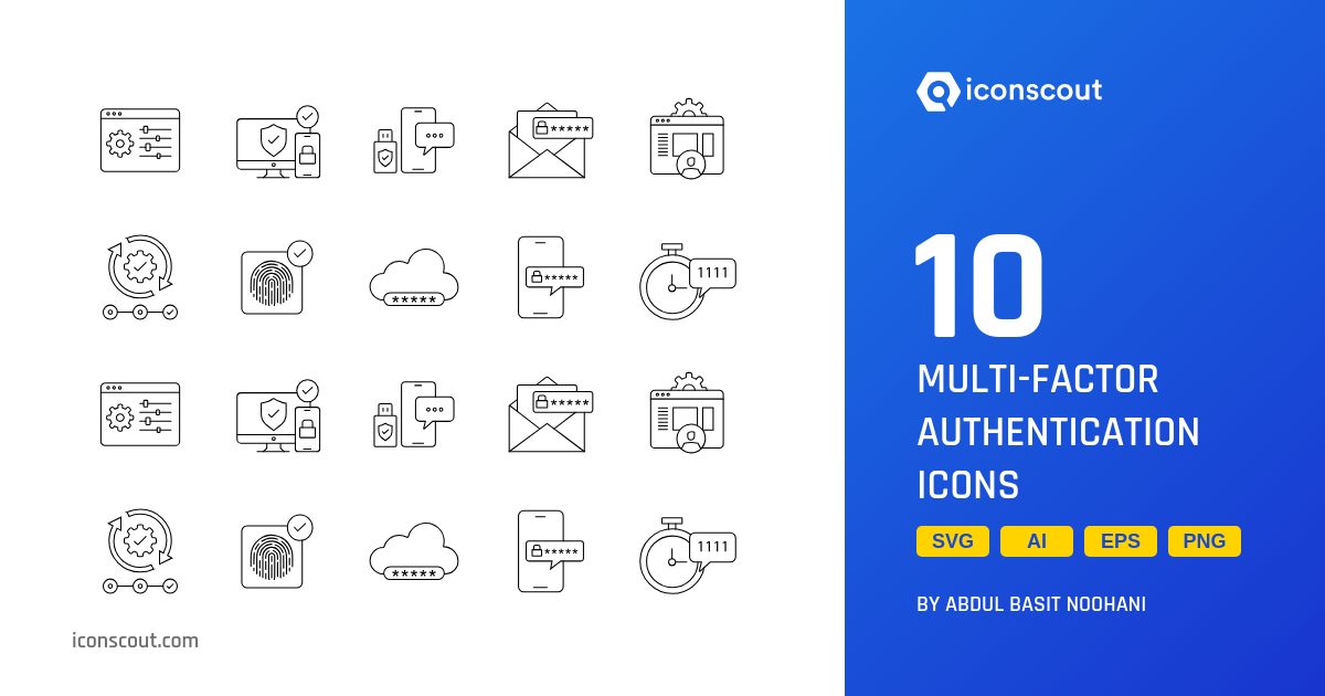 Multi-Factor Authentication Icon Pack - 10 Line Crime & Security Icons ...