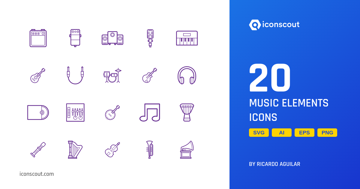Music Elements Icon Pack - 20 Free Download Entertainment Icons | IconScout