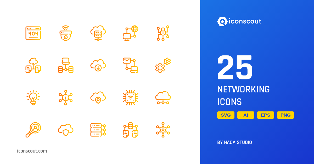 Networking Icon Pack - 25 Gradient Network & Communication Icons | SVG ...