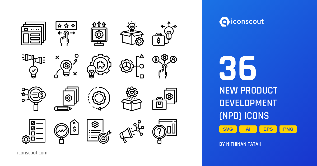 New Product Development (NPD) Icon Pack - 36 Line Business Icons | SVG ...