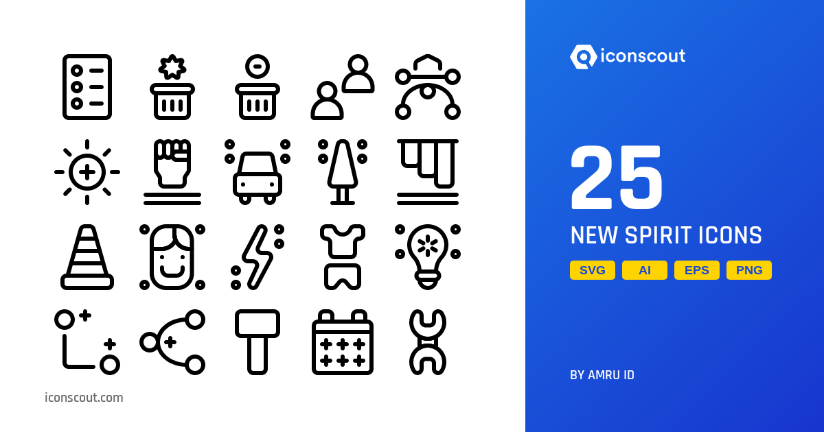 New Spirit Icon Pack - 25 Line Business Icons | SVG, PNG, ICO Available