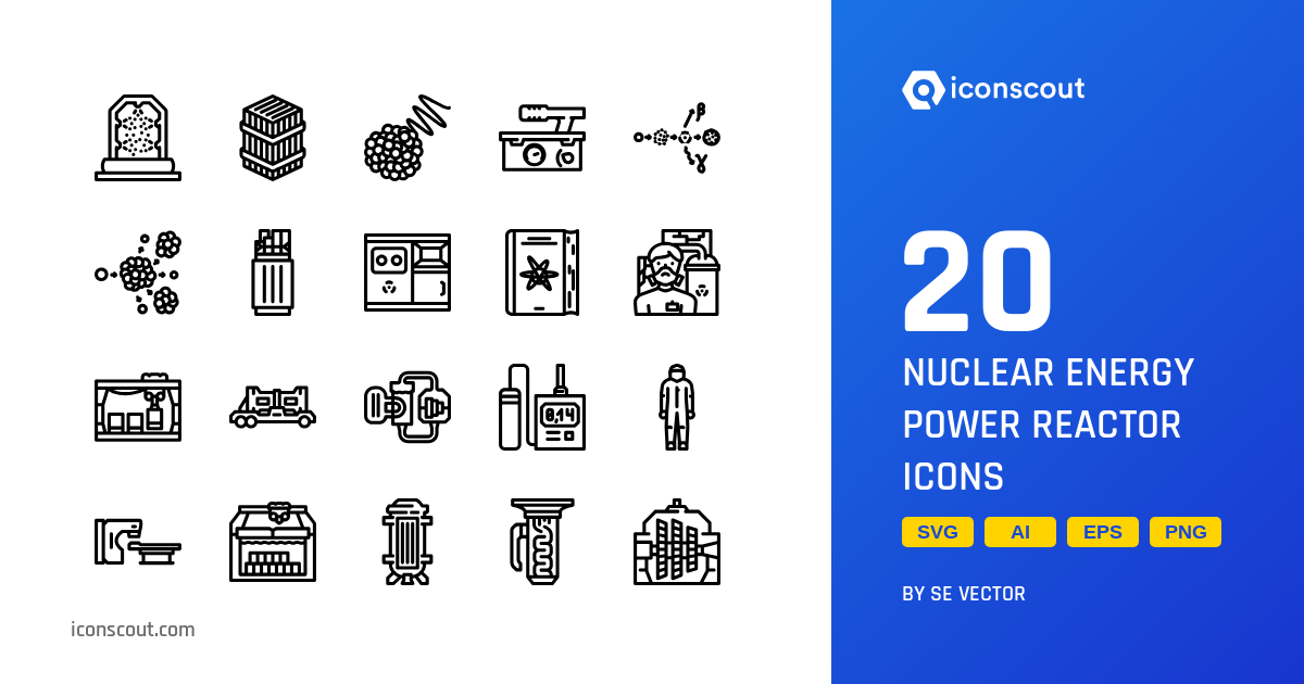Nuclear Energy Power Reactor Icon Pack - 20 Line Tools & Equipment ...