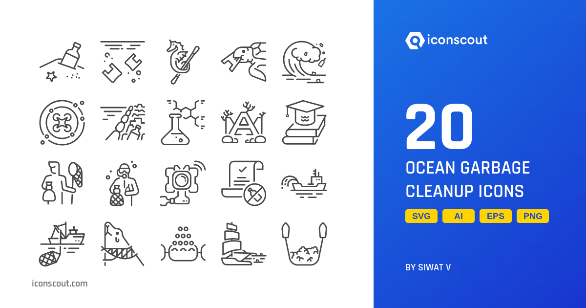 Ocean Garbage Cleanup Icon Pack Free Download Nature Icons Iconscout