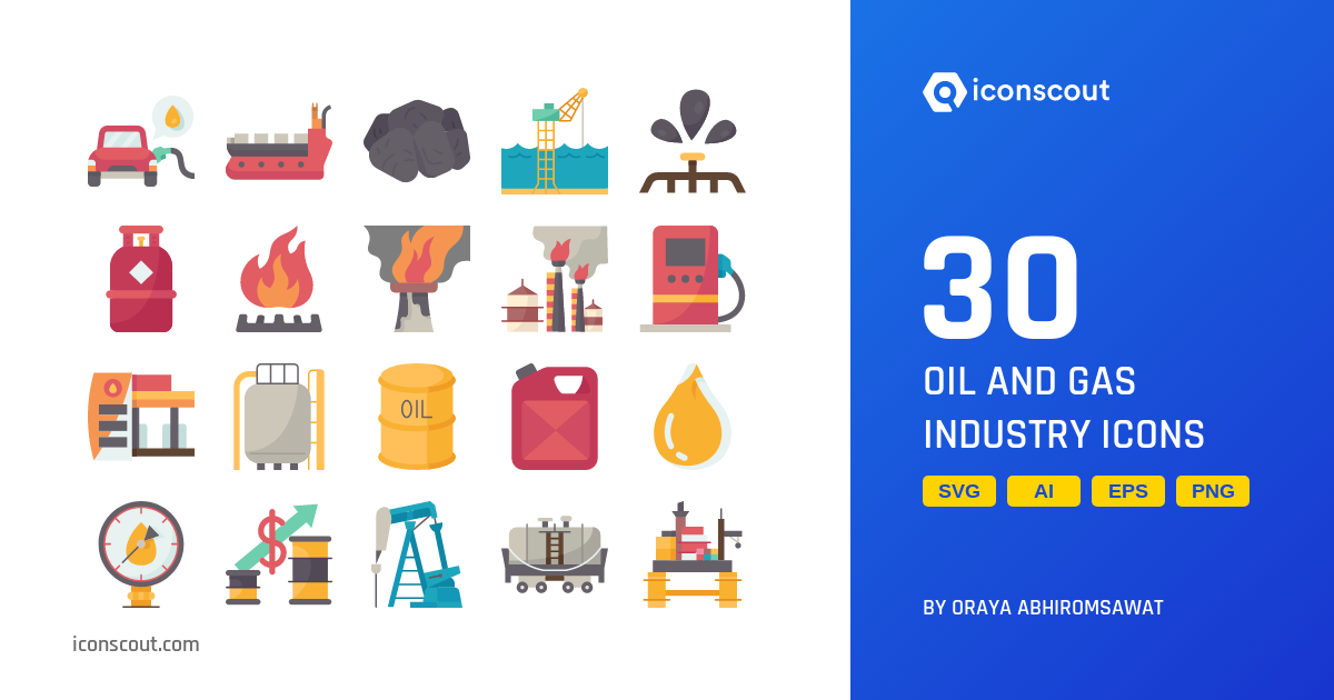 Oil And Gas Industry Icon Pack - 30 Flat Industry Icons | SVG, PNG, ICO ...