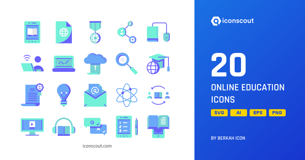 Download Online Education Icon pack Available in SVG, PNG & Icon Fonts