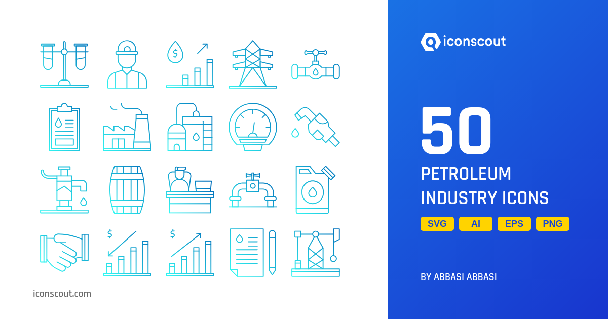 Petroleum Industry Icon Pack - 50 Gradient Industry Icons | SVG, PNG ...
