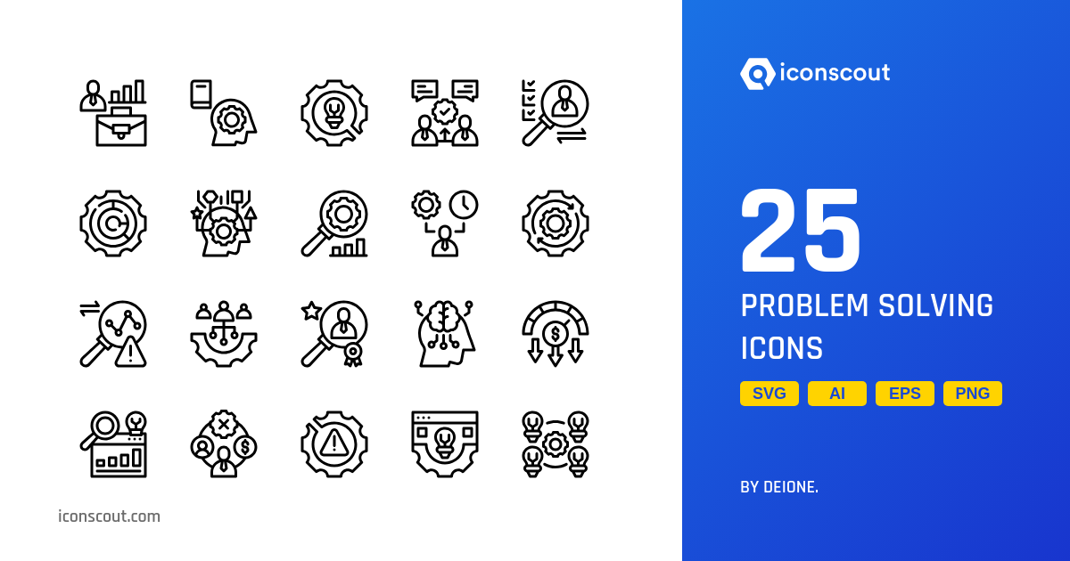 Problem Solving Icon Pack - 25 Line Miscellaneous Icons | SVG, PNG, ICO ...