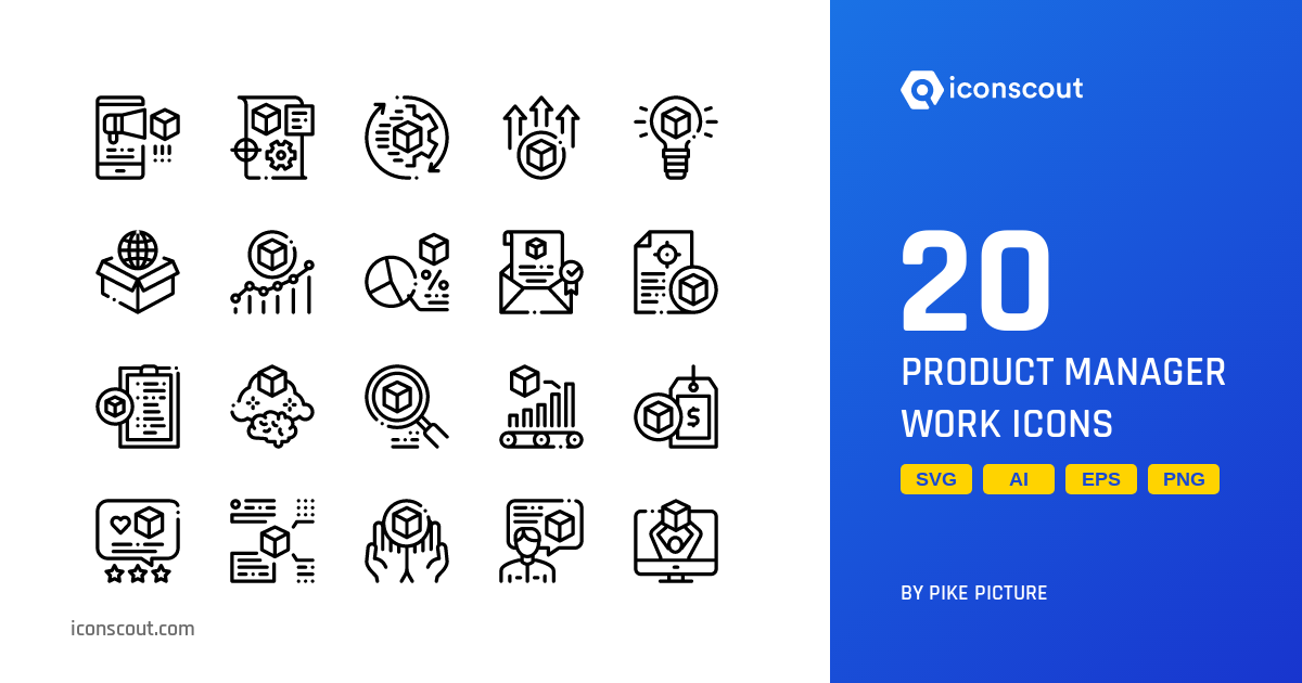 Product Manager Work Icon Pack - 20 Line E-commerce & Shopping Icons ...