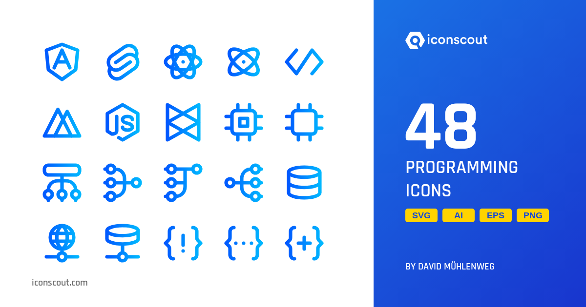 Programming Icon Pack - 48 Gradient Science & Technology Icons | SVG ...