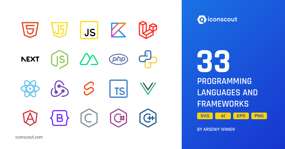 Programming Languages And Frameworks Icon Pack - 33 Free Download Seo ...