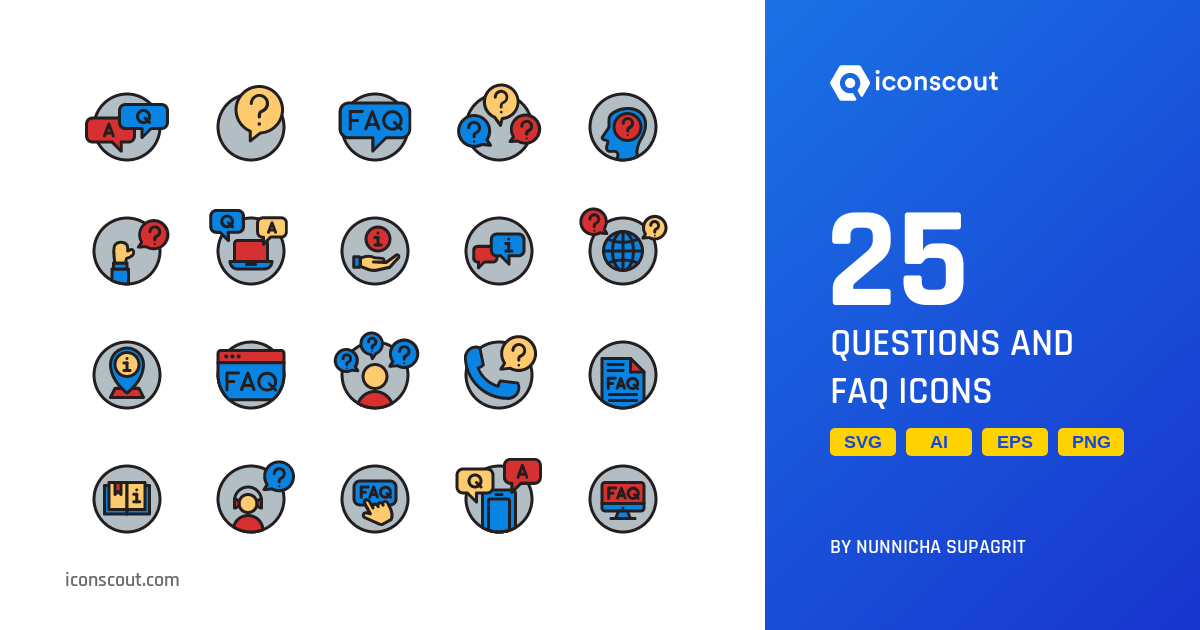 Questions And FAQ Icon Pack - 25 Free Download Miscellaneous Icons ...