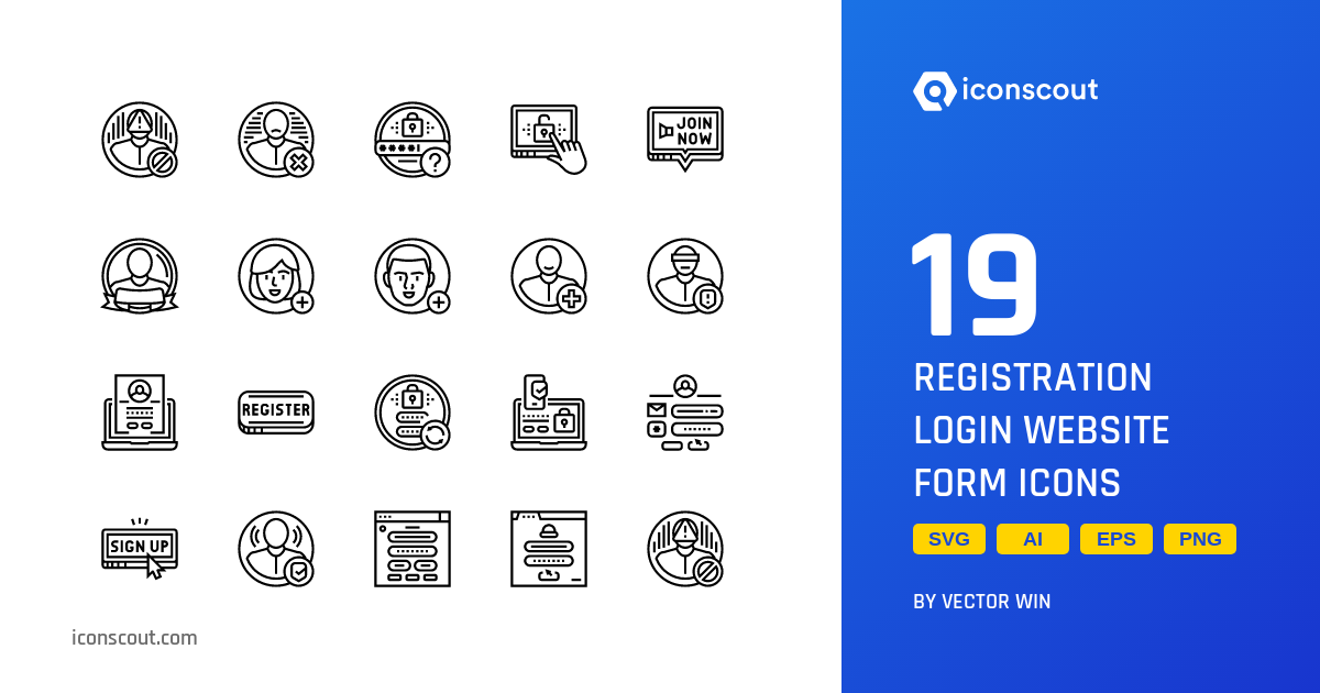 Registration Login Website Form Icon Pack - 19 Free Download Crime ...