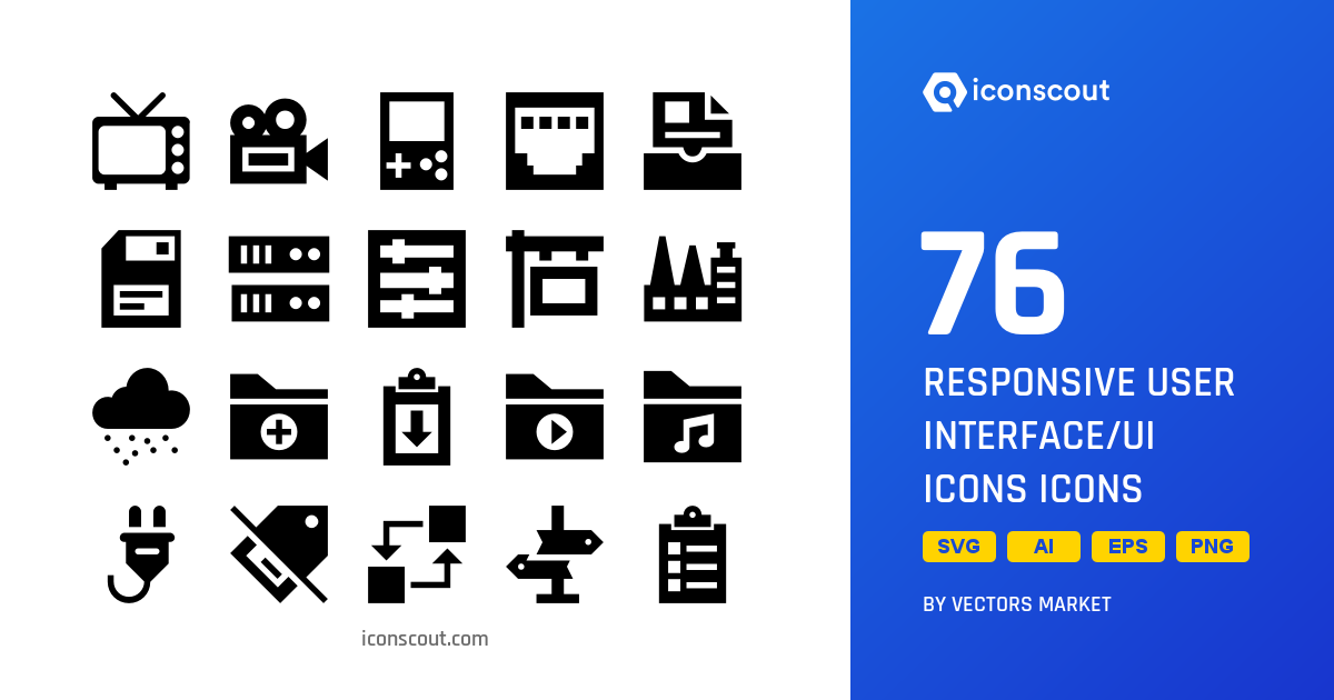 Download Responsive User Interface/UI Icons Icon pack Available in SVG ...