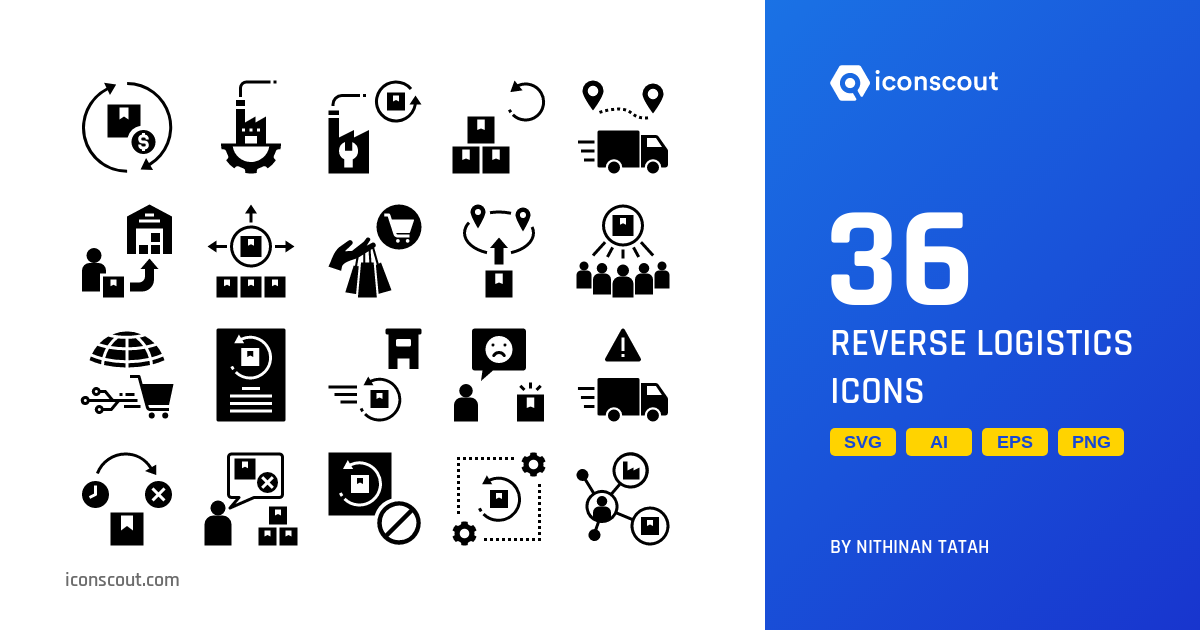 Reverse Logistics Icon Pack - 36 Glyph E-commerce & Shopping Icons ...
