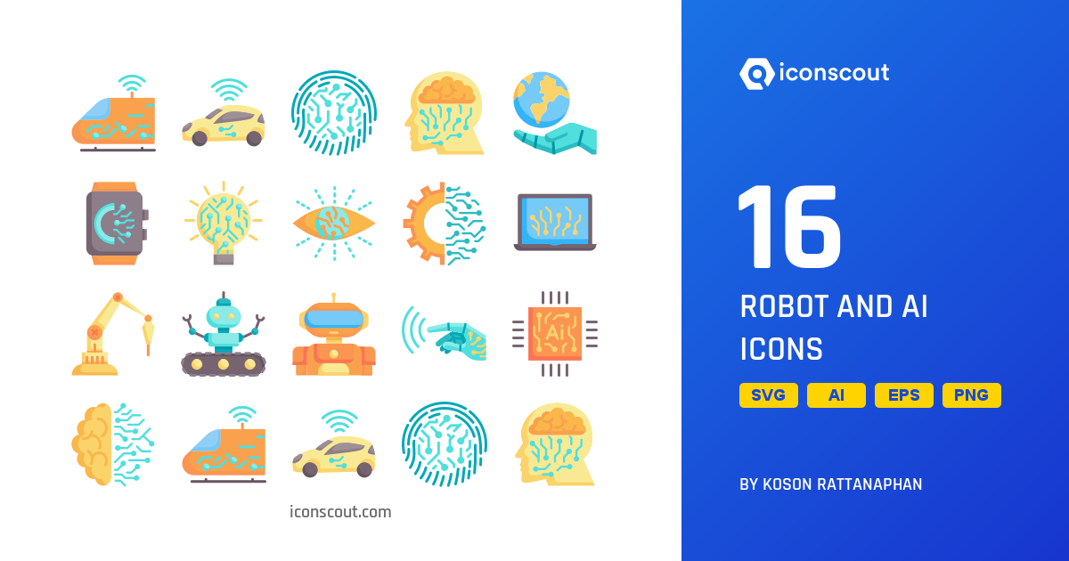 Robot And Ai Icon Pack - 16 Free Download Science & Technology Icons