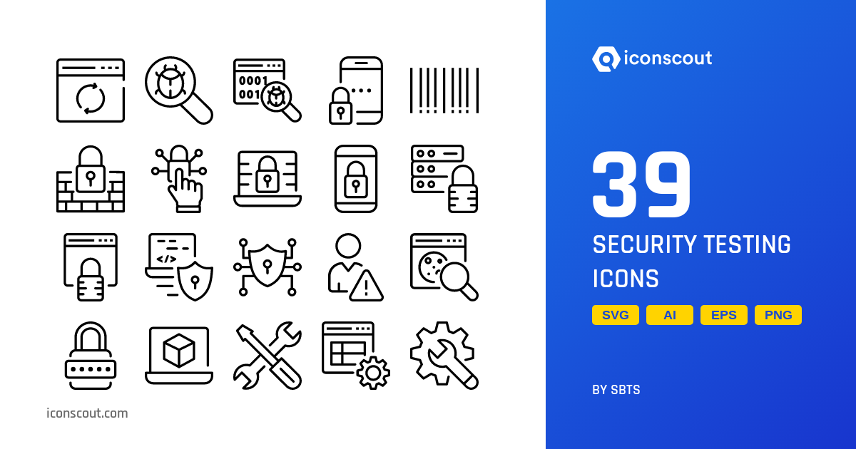 Security Testing Icon Pack - 39 Line Crime & Security Icons | SVG, PNG ...