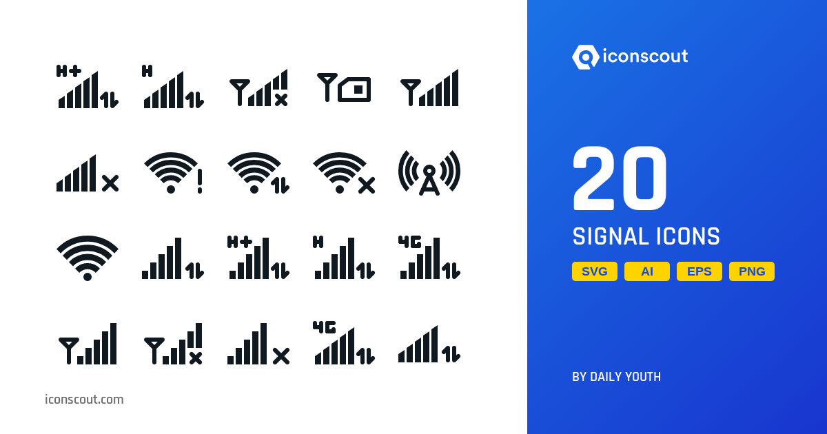 Signal Icon Pack - 20 Free Download Network & Communication Icons ...