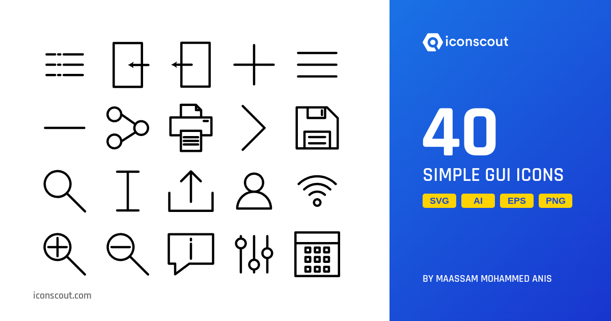 Simple Gui Icon Pack - 40 Line Network & Communication Icons | SVG, PNG ...