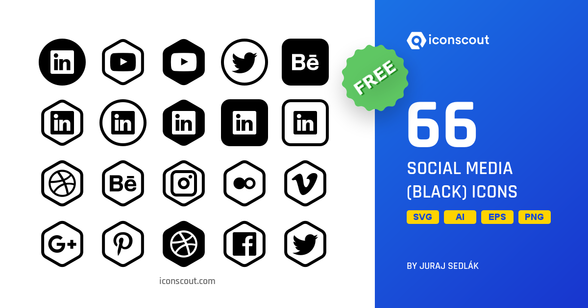 Download Social Media (black) Icon pack - Available in SVG, PNG, EPS