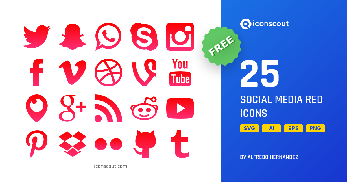 Download Social Media Red Icon Pack Available In Svg Png Eps Ai