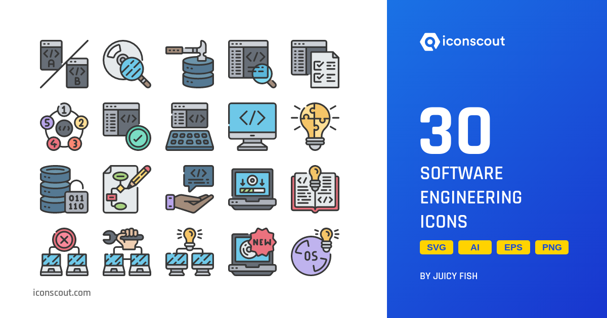 Software Engineering Icon Pack - 30 Colored Outline Design ...