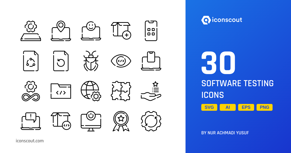 Software Testing Icon Pack 30 Free Download Science & Technology