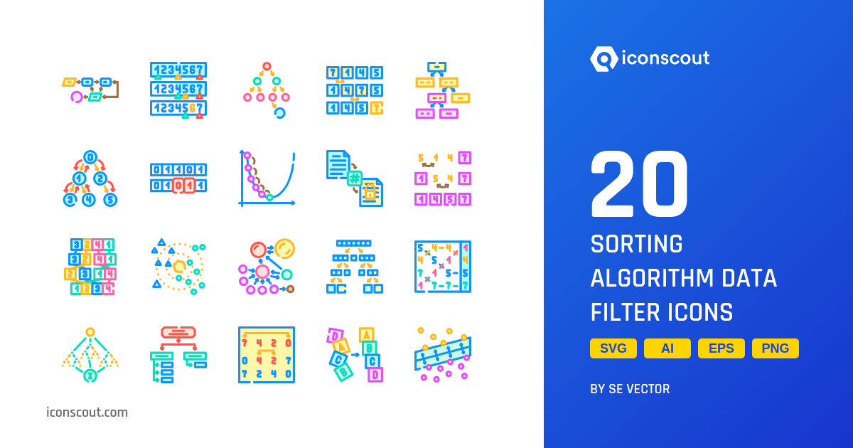 Sorting Algorithm Data Filter Icon Pack - 20 Free Download User ...