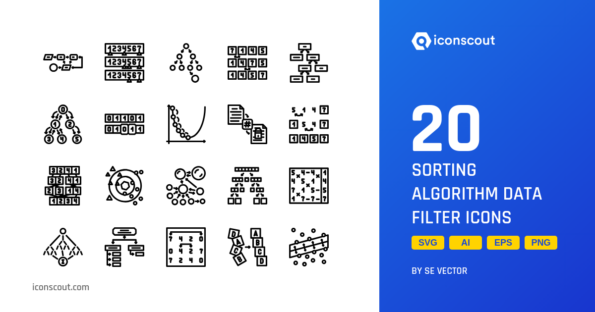 Sorting Algorithm Data Filter Icon Pack - 20 Free Download User ...