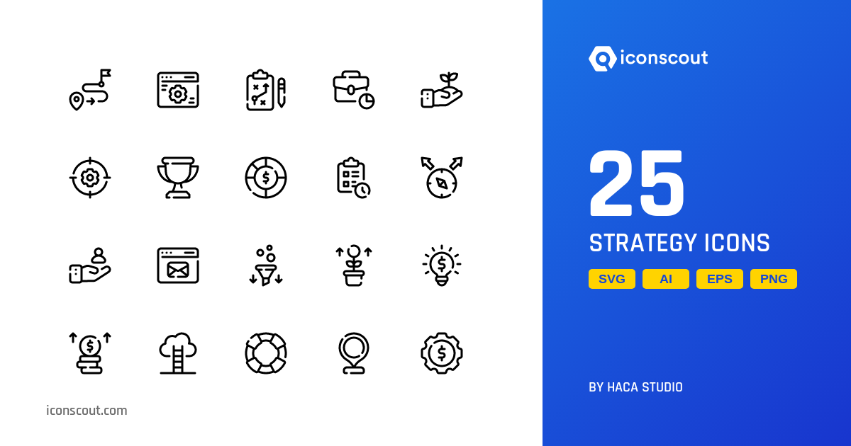 Strategy Icon Pack - 25 Line Business Icons 