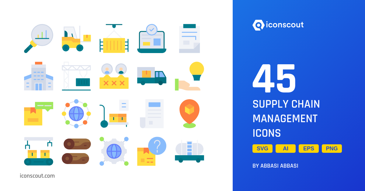 Supply Chain Management Icon Pack 45 Flat Services Icons SVG, PNG