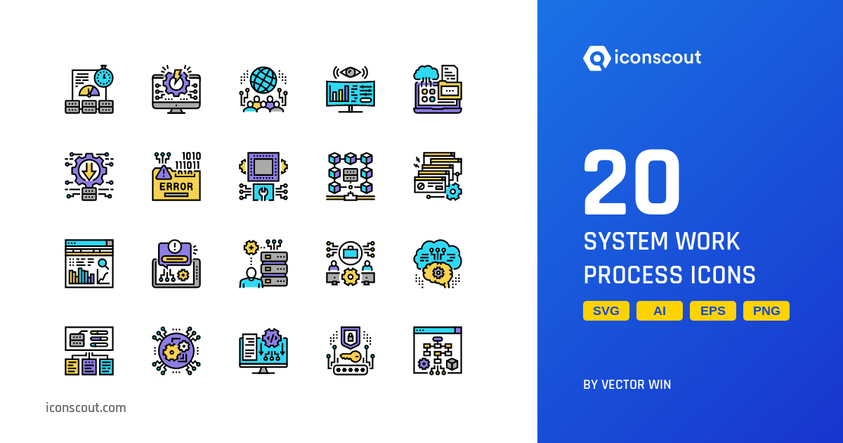 System Work Process Icon Pack - 20 Free Download Design & Development ...