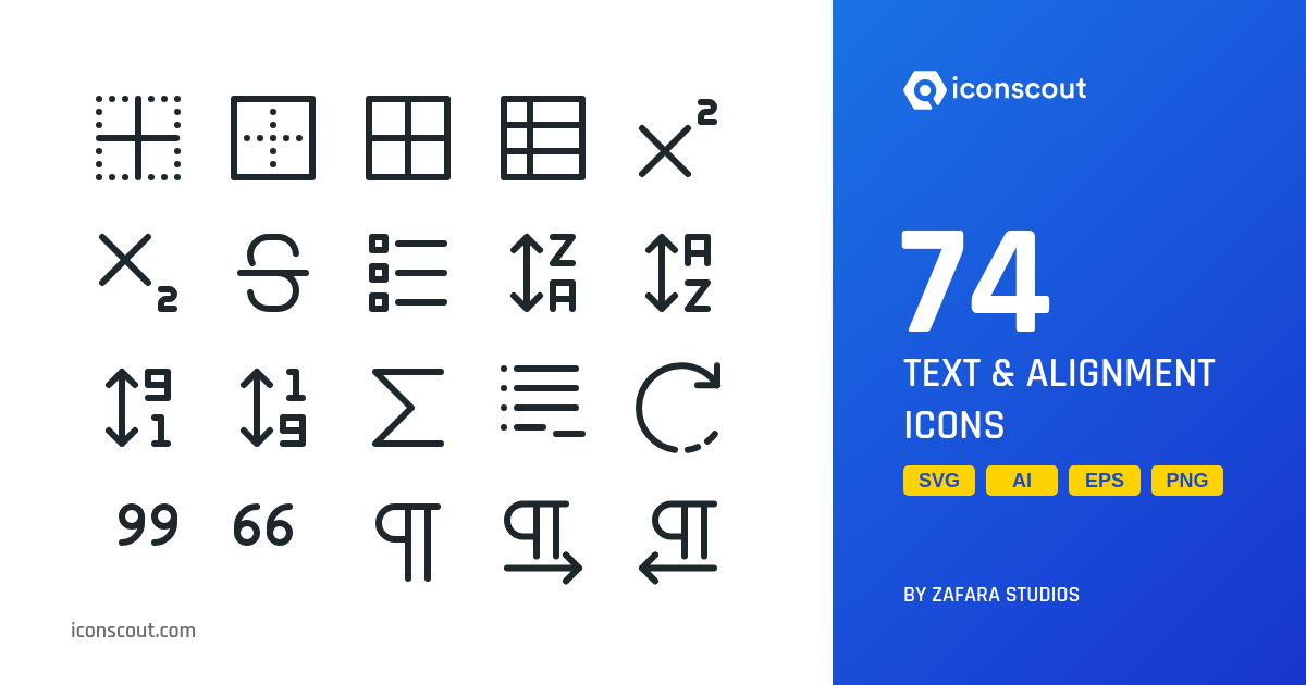 Text & Alignment Icon Pack - 74 Line User Interface Icons | SVG, PNG ...