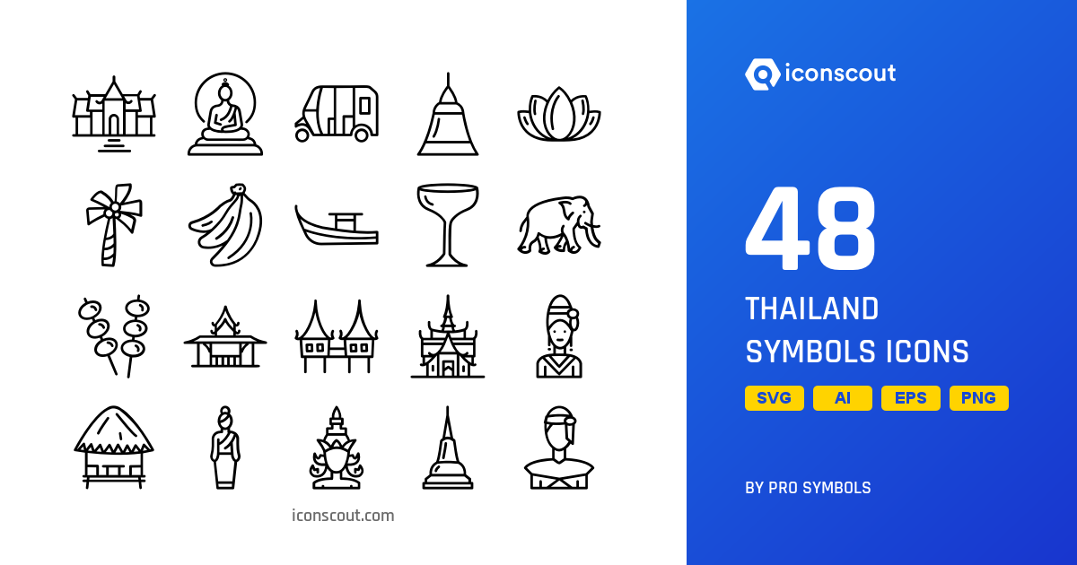 Thailand Symbols Icon Pack - 48 Culture & Religion Line Icons | IconScout