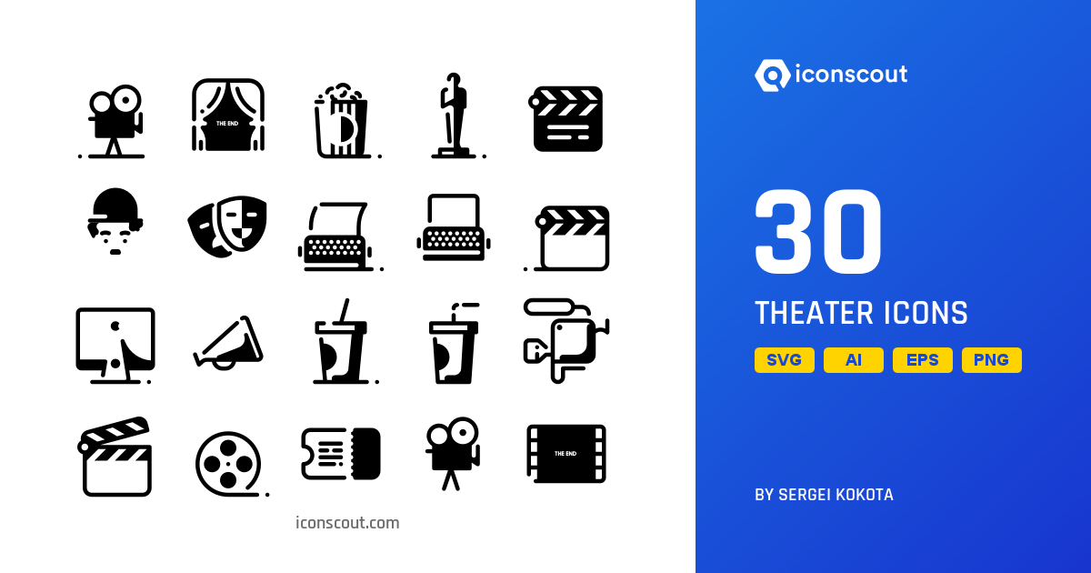 Theater Icon Pack - 30 Colored Outline Entertainment Icons | SVG, PNG ...