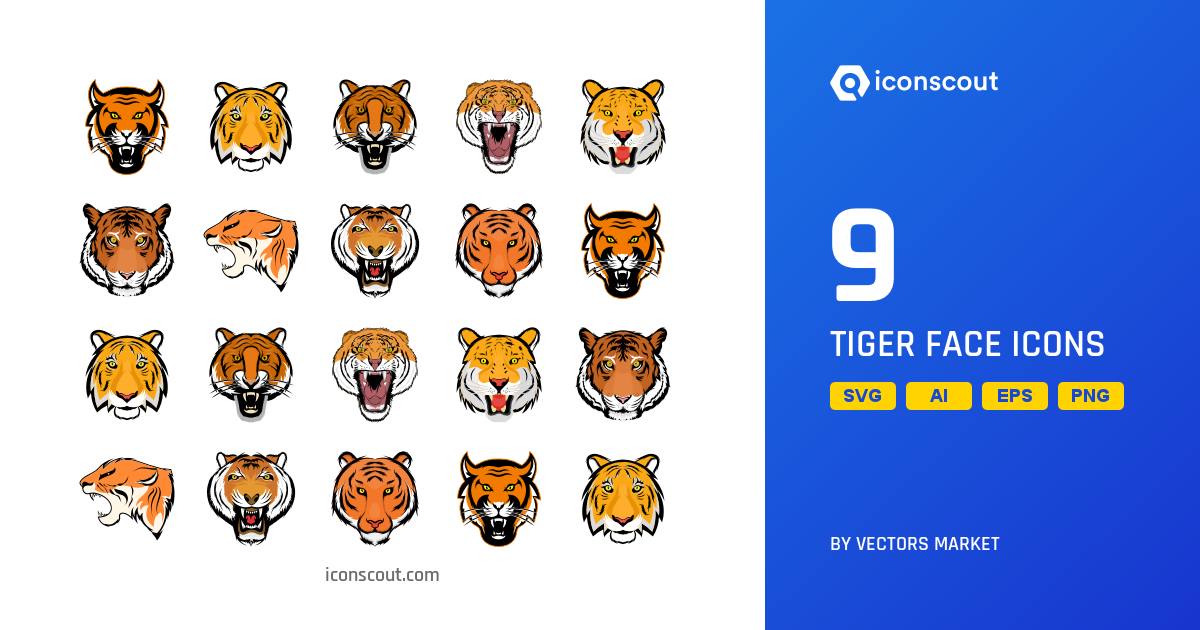 Tiger Face Icon Pack - 9 Free Download Animal Icons | IconScout