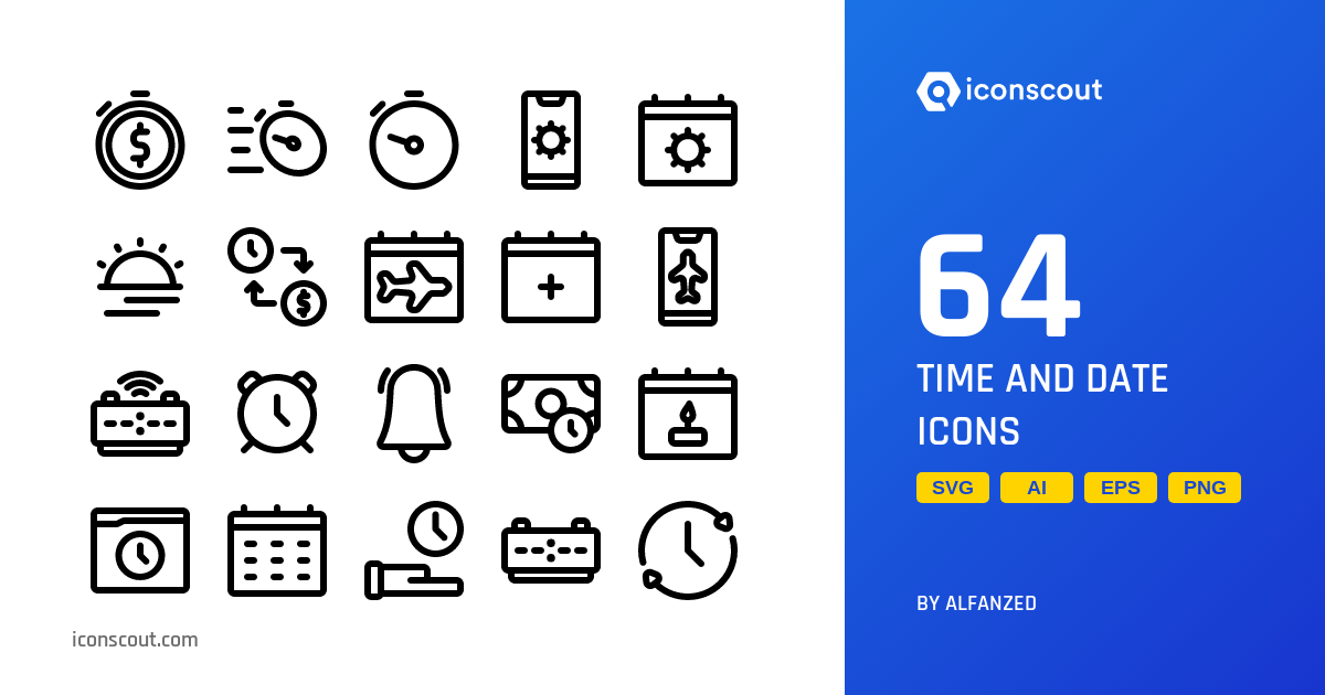 Download Time And Date Icon pack Available in SVG, PNG & Icon fonts
