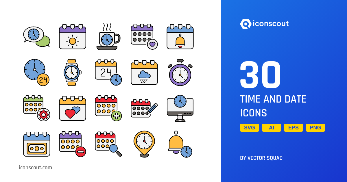 Download Time And Date Icon pack Available in SVG, PNG & Icon Fonts