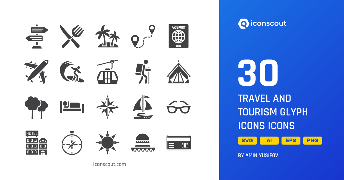 Download Travel And Tourism Glyph Icons Icon pack Available in SVG, PNG ...