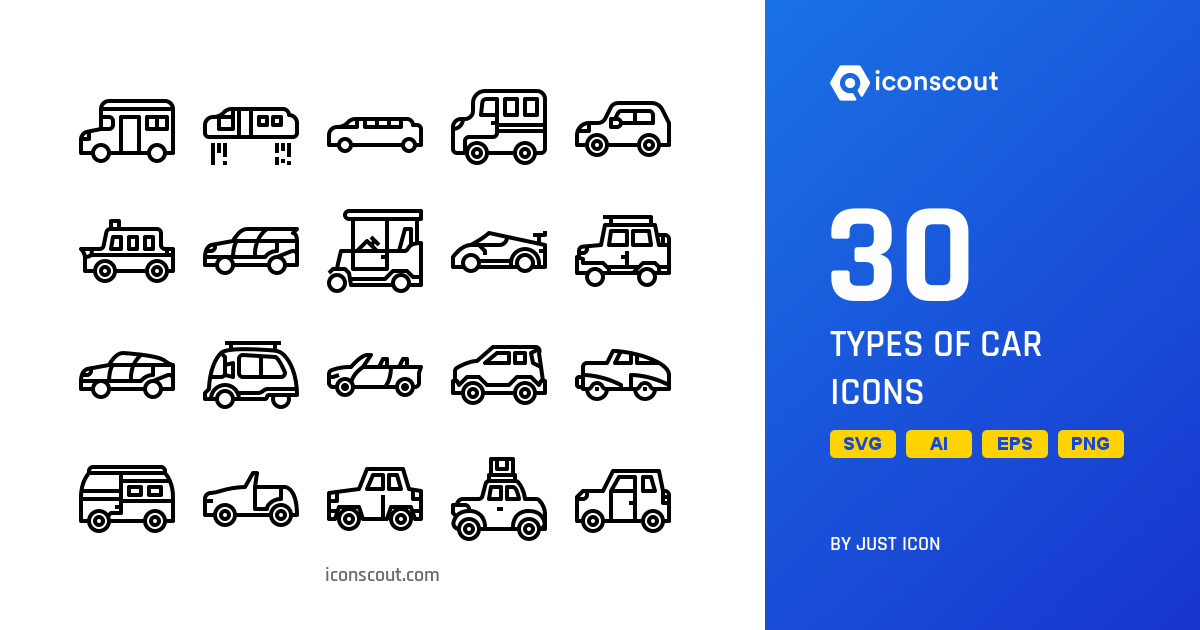 Car icon pack. All car types icon collection. Vehicle icons