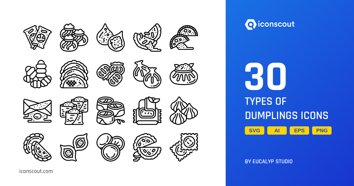 Download Types Of Dumplings Icon pack Available in SVG, PNG & Icon Fonts