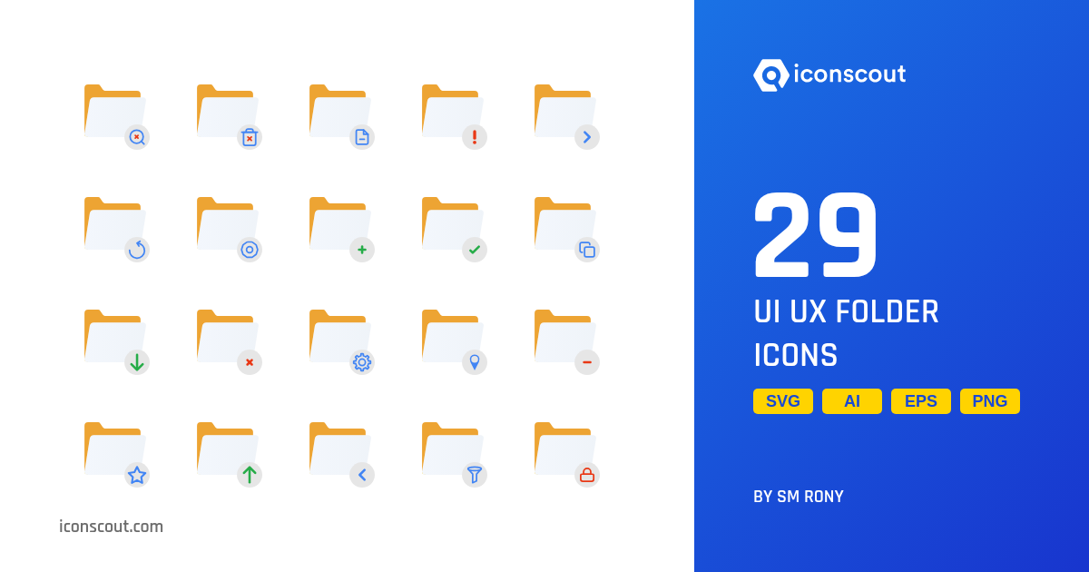 Ui UX Folder Icon Pack - 29 Flat Design & Development Icons | SVG, PNG ...