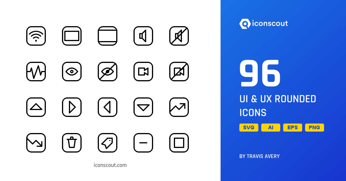 Download UI & UX Rounded Icon pack Available in SVG, PNG & Icon fonts