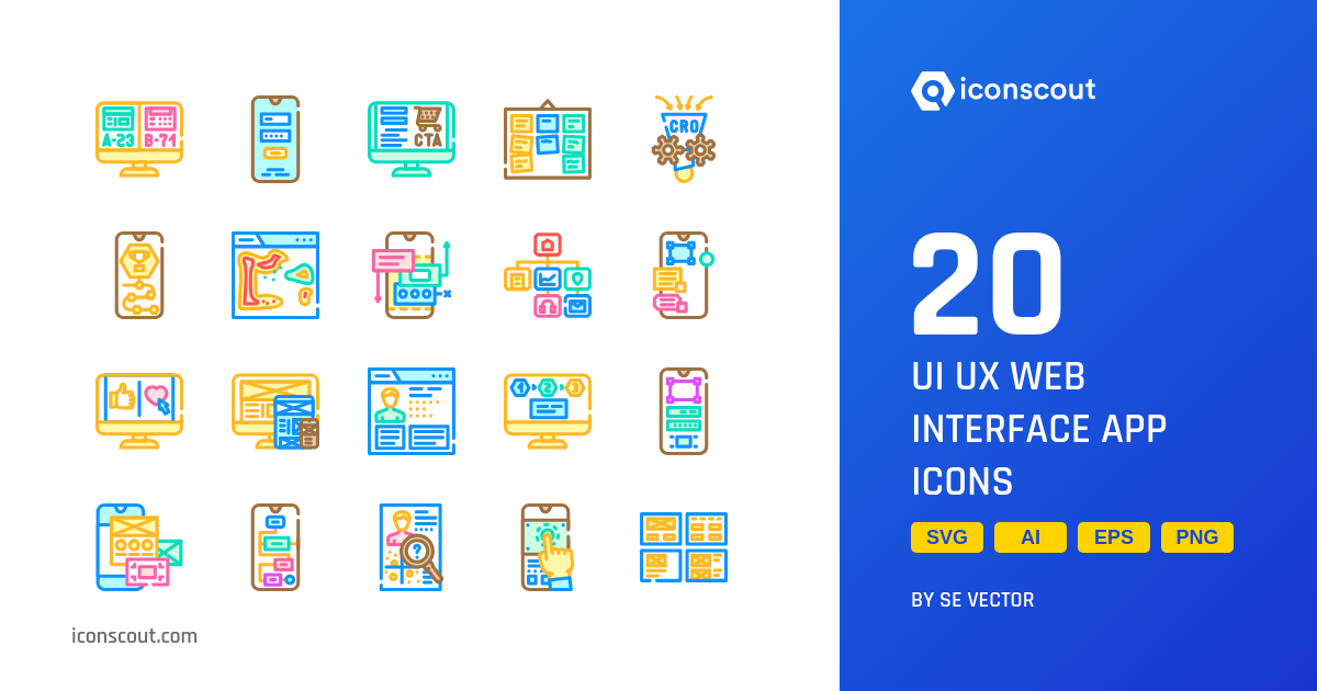 Ui Ux Web Interface App Icon Pack - 20 Colored Outline User Interface ...