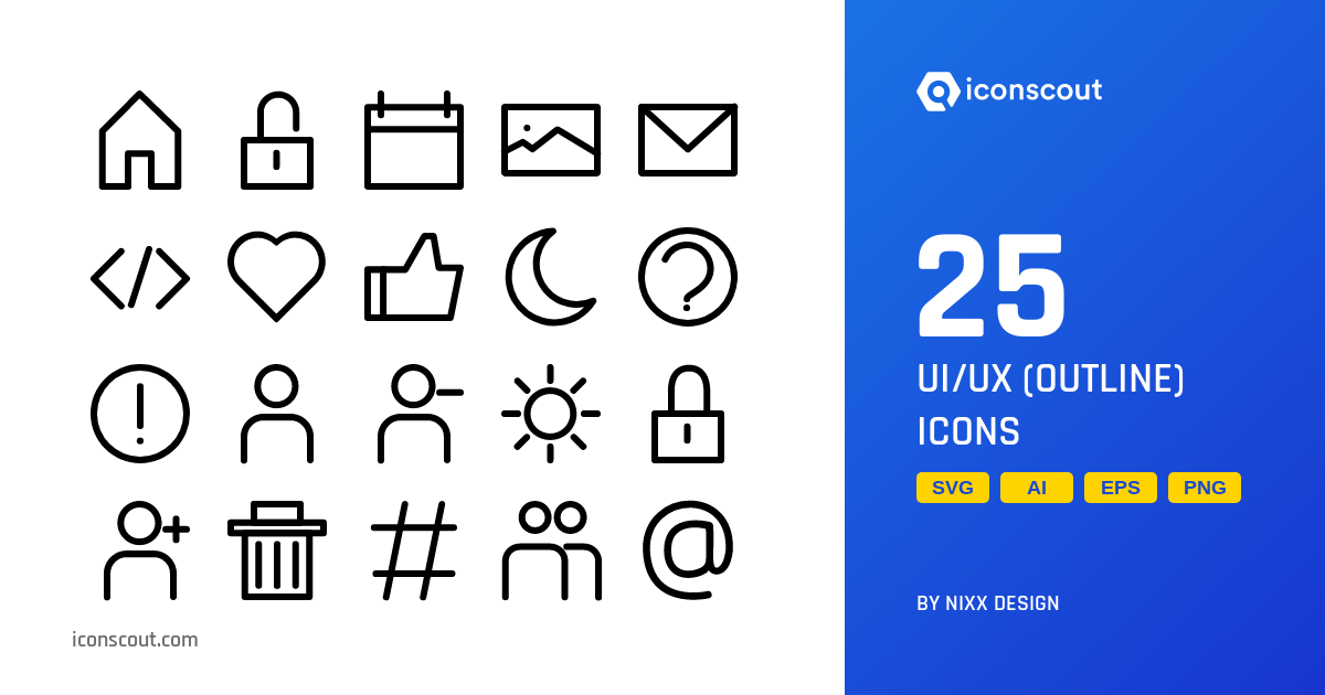 UI/UX (Outline) Icon Pack - 25 Free Download User Interface Icons ...